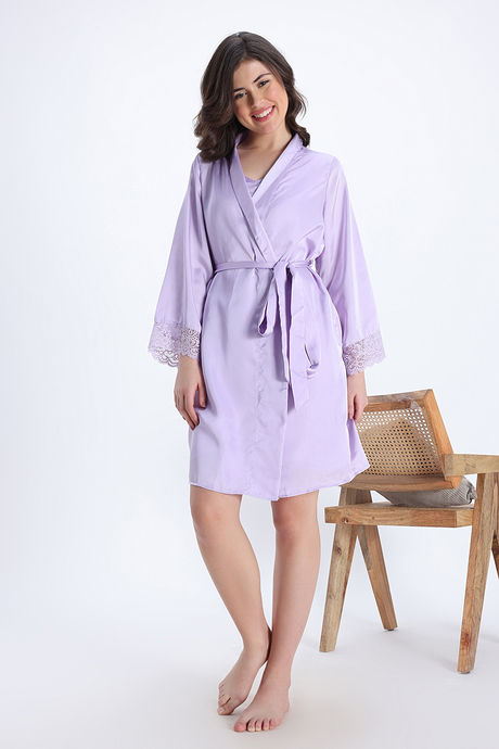 Zivame Luxe Satin 4 Pc Sleep Set - Purple Heat — image 3